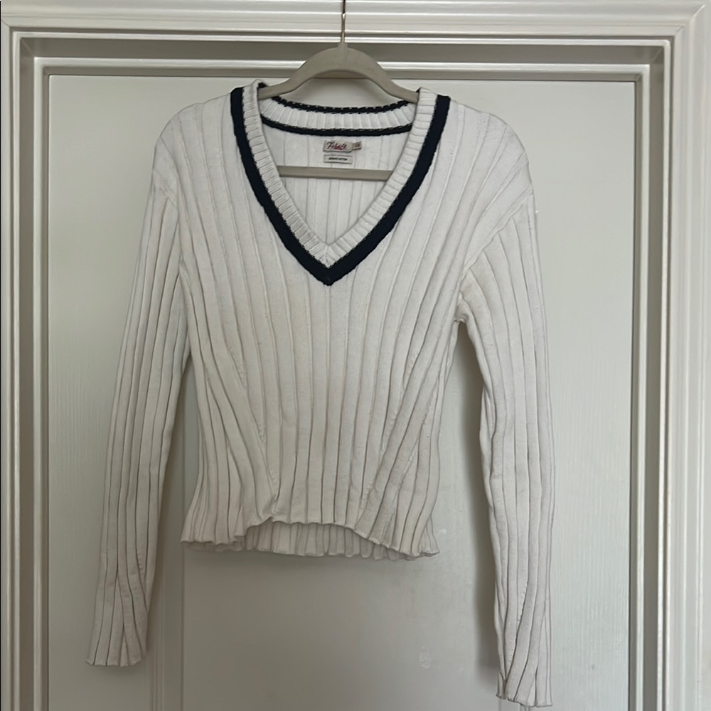 Thick organic cotton knit tennis -style sweater